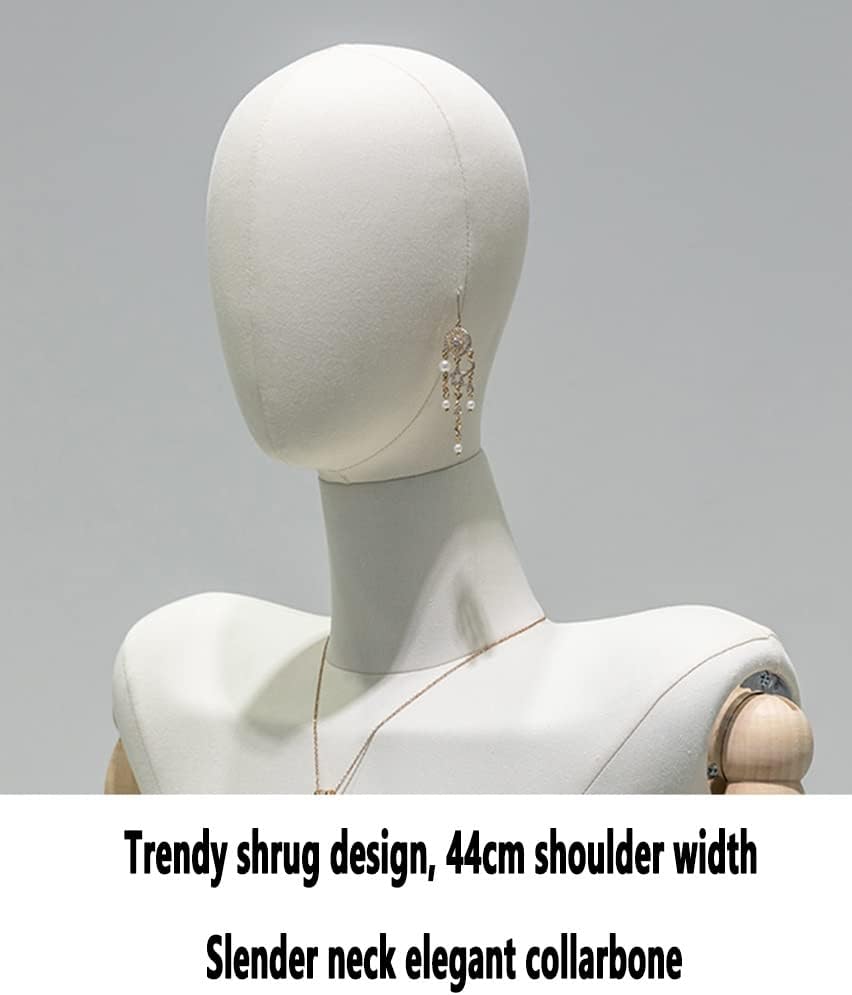 Dress Form Female Bust Mannequin Torso, Adjustable Height Shrug Female Clothing Model, Shop Window Dress Mannequin,Beige,Torso