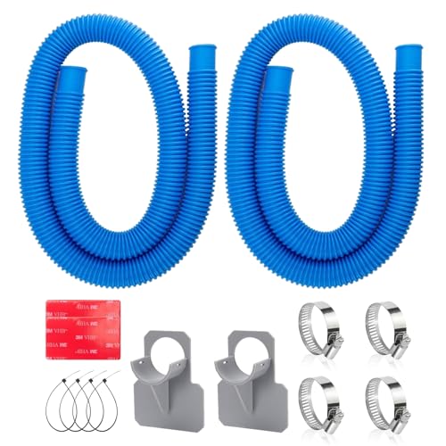 1.25 x 41in Pool Hoses Set for Above Ground Pools Pool Pump Replacement Hose with Clamps Compatible with Intex Coleman Summer Waves Pool Pumps & Filters (2 PACK Blue)