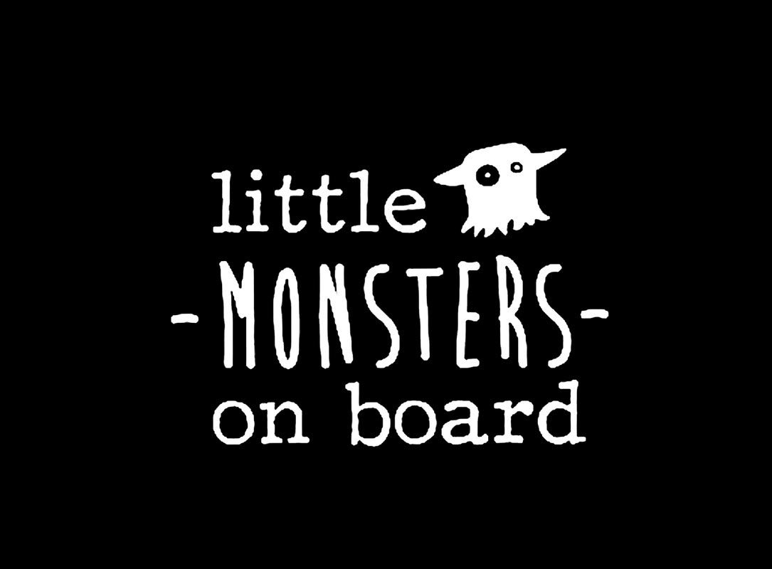 Little Monsters On Board LLI | Decal Vinyl Sticker | Cars Trucks Vans Walls Laptop | White | 5.5 x 3.8 in | LLI1741
