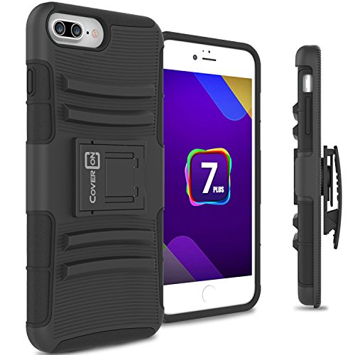 CoverON [Explorer Series] Fit iPhone 8 Plus Holster Case, iPhone 7 Plus Belt Clip Case, Holster Hybrid Armor Belt Clip Hard Phone Cover for Apple iPhone 8 Plus/iPhone 7 Plus Holster Case - Black