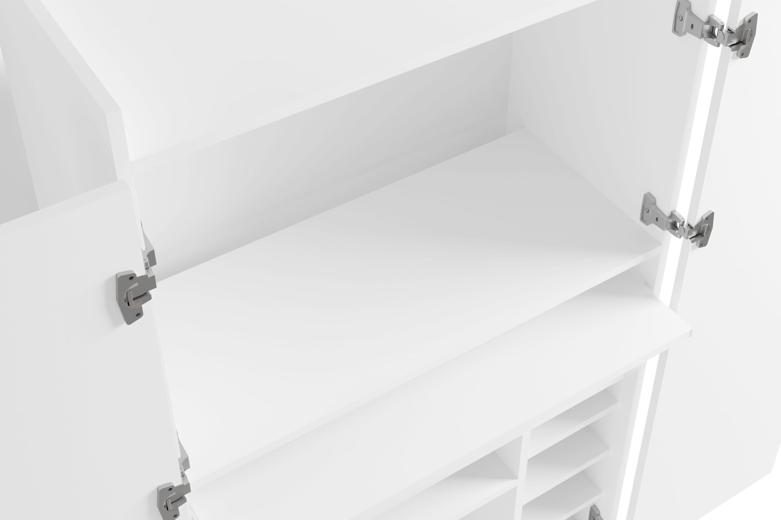byLIVING Sekretär Janne, Grifflos, Sekretär Mattweiß, B 80, H 141, T 40 cm | Office-Schrank mit 2 Türen, platzsparend