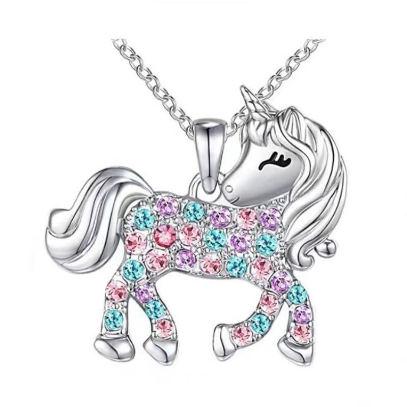 El Regalo Cute Pony/Unicorn Pendant Necklace- Colorful Rainbow Zircon Unicorn Jewelry for Kids/Girls/Teens & Women | Unicorn Jewelry for Unicorn Theme Party- Gift for Girls (B0CD7XCZC7) Amazon Price History, Amazon Price Tracker