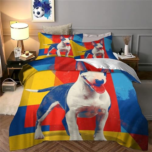 Housse de couette Bull Terrier pour chambre d'ado : parure de lit double microfibre douce - 6