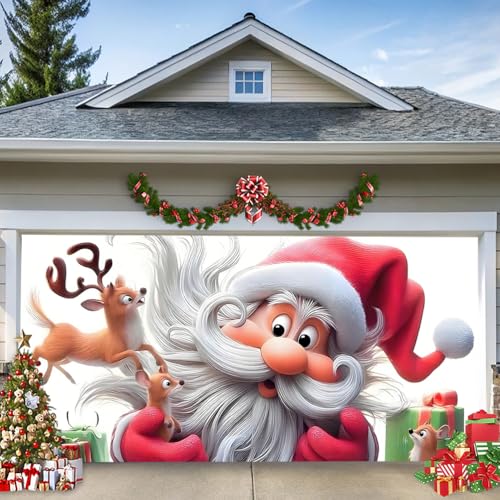 6,5 x 5 ft/2 x 1,5 m, decorazione natalizia per porte del garage, grande tela natalizia per decorazioni esterne e da parete per le festività