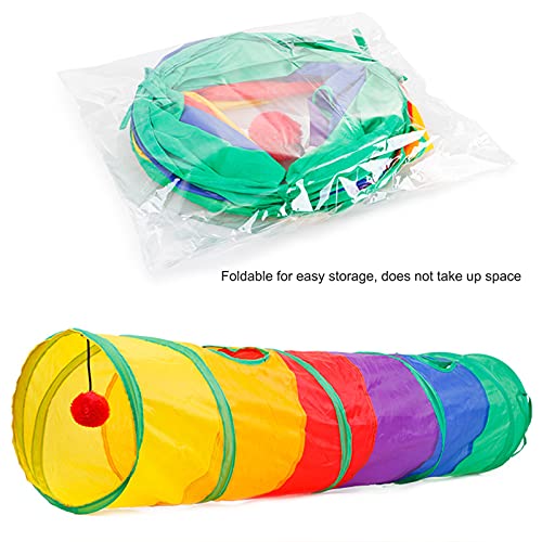 JIEBA Túnel dobrável para gatos com bola de brincar, tubo interativo para gatos, tubo dobrável para