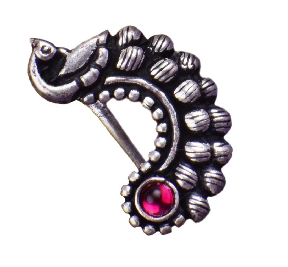 THANU'S CRAFTMaharashtrian Nath Clip on Marathi Nose ring without Piercing Oxidized nose Pin for women & Ladies