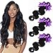 Brazilian Hair Virgin Human Hair Weave Hair Bundles Brazilian Body Wave 16" 14" 12" Inch 3PCS Natural Black Color Brazilian Body Wave Bundles Giulia Hair