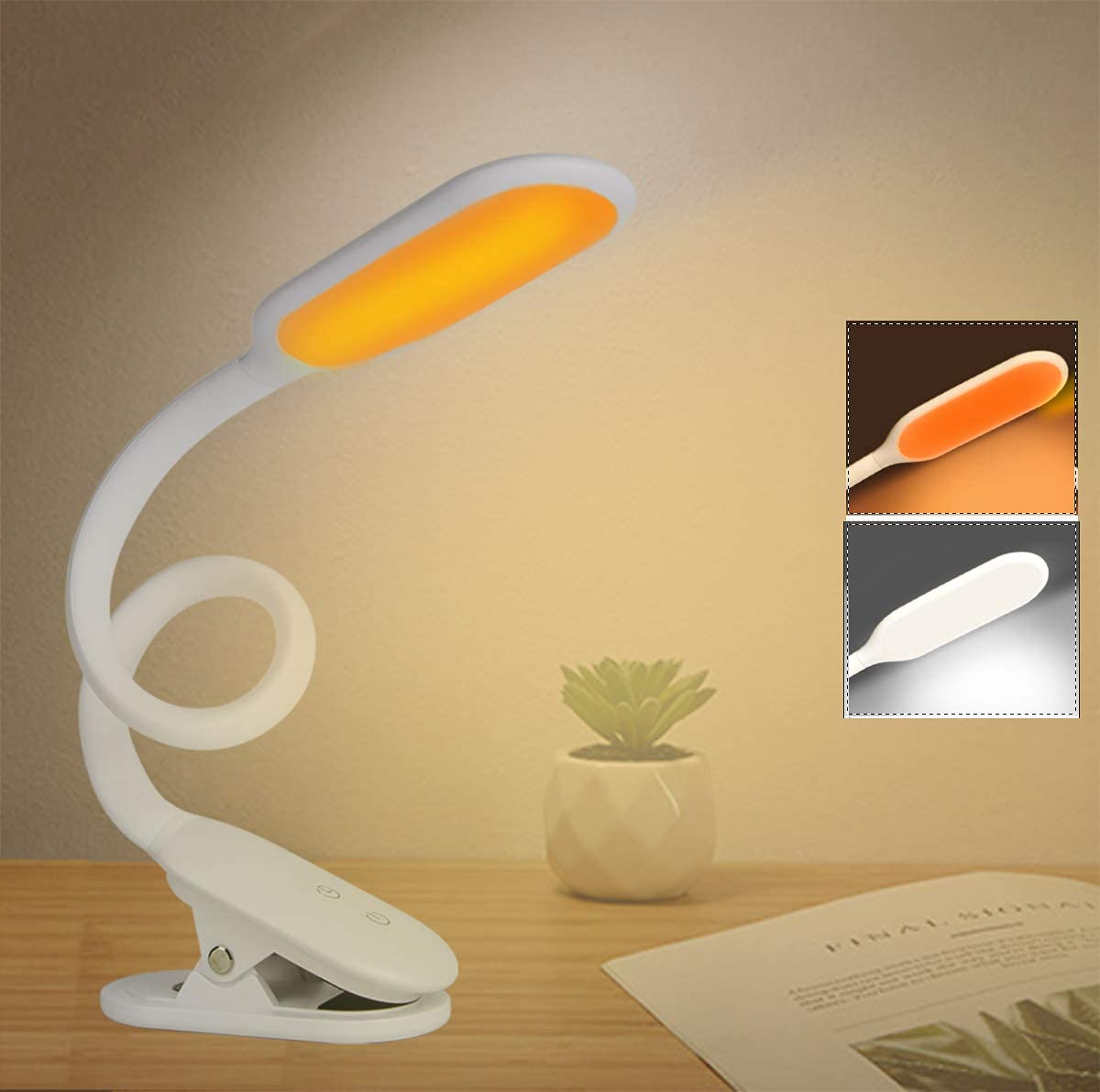Hokone Gooseneck Touch Lamp Cordless Lamp Rechargeable Battery Operated LED Desk Lamp, 2 Color Modes,Eye-Care Table Light with 360° Adjustable Arm, Dimmable Reading Lamp with 30min Timer…