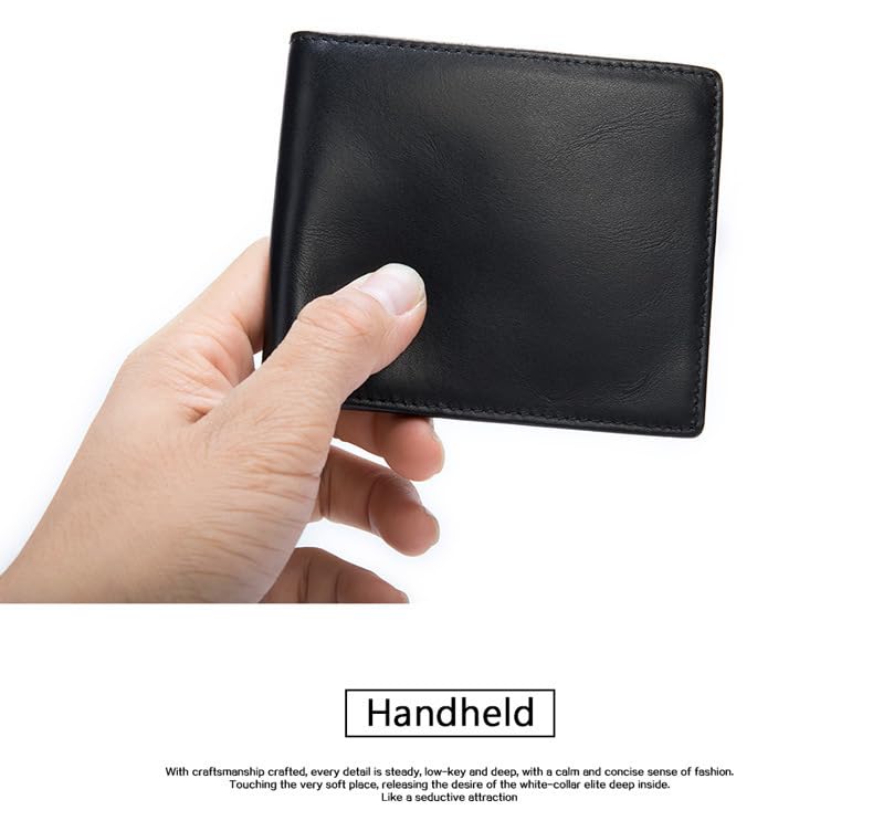 Mens RFID Blocking Leather Bifold Wallet, 10 Card Slots, 2 Banknote Compartments, Black leather, mens black leather bifold wallet, black wallet men, black card wallet, anti theft wallets for men2