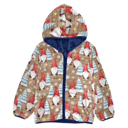 Cute Christmas Gnomes Kids Warm up Jacket Fleece Outerwear Jackets for Fall Winter Hooded Jacket 3T