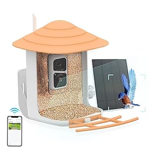 Smart Bird Feeder Camera with Solar Panel, 1080P HD Bird Watching Camera Auto Capture Bird Videos & Motion Detection, IP65 Waterproof Solar Bird Feeder with APP Instant Notification