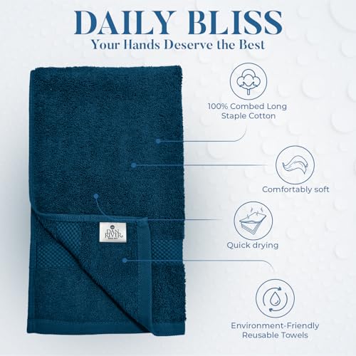 Image of DAN RIVER 6-Pack Premium Hand Towels (16x28 Inches) - 100% Cotton, Ultra Soft, Lightweight, Highly Absorbent Towels for Bathroom, Spa, Gym, Salon, Hotel, and Travel - Opal Blue