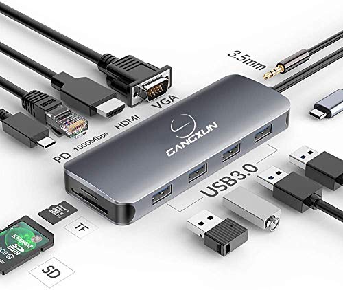 Adaptateur multiport USB C 12 en 1 avec double HDMI 4K et Ethernet pour MacBook Pro