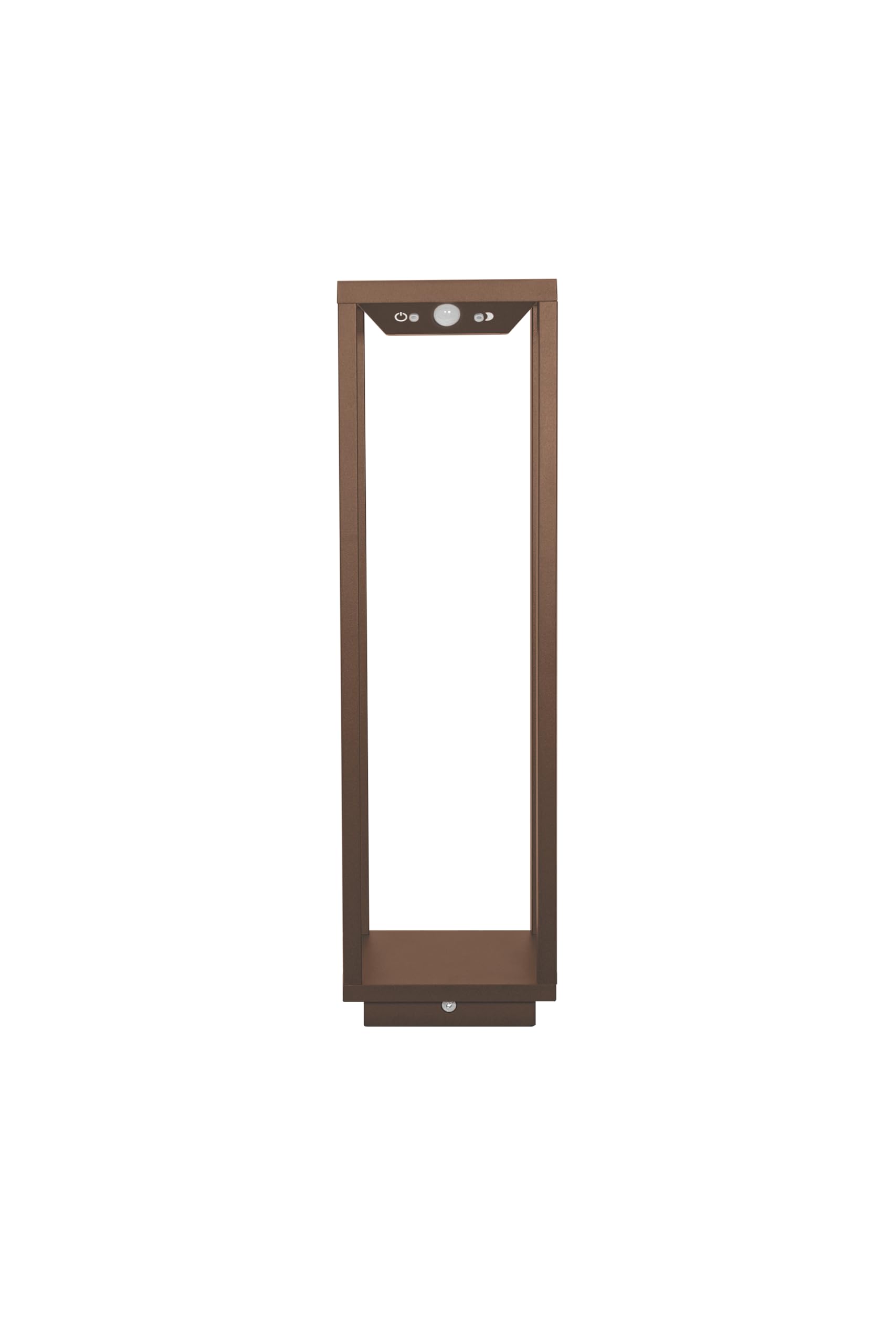 Zafferano, Lámpara Home Solar, Lámpara de Pie Inalámbrica con Panel Solar y Sensores de Movimiento, Apta para Exteriores, Atenuador, 3000 K, Altura 50 cm, Color Corten