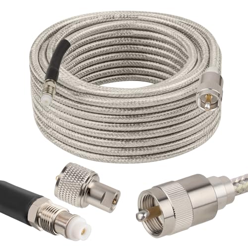 MOOKEERF CB Coax Cable 35ft,Low Loss RG8X Stranded Core CB Antenna Cable with PL-259 and FME/PL259 Male Connector - 35 Foot
