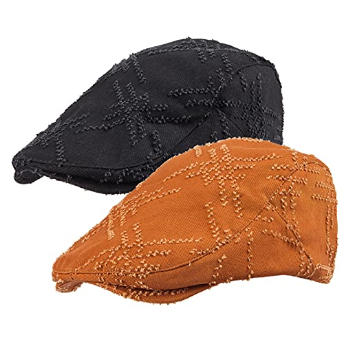 Image of LADYBRO 2-Pack Unisex Flat Cap Newsboy Hats for Men Women Casual Adjustable