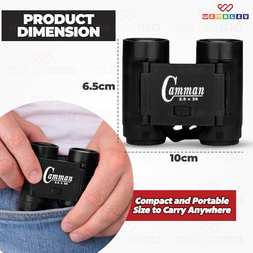 Image of Wembley Mini Binoculars Toy for Kids | Compact and Portable Outdoor Binocular for Boys and Girls | Binocular Toy with Neck String, Focus Adjustment and Ultra Zoom | Educational Birthday Gift (Black)