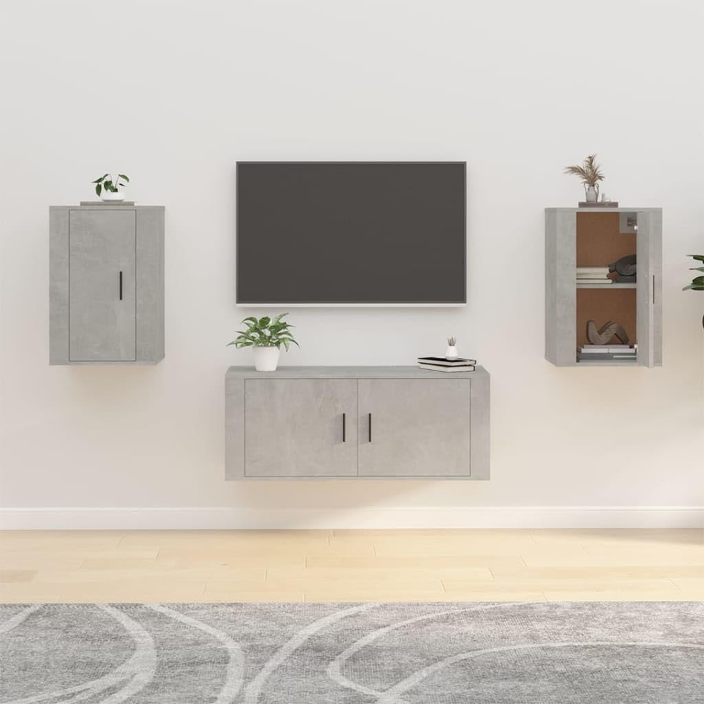 Lot de 2 armoires TV murales Gris béton 40 x 34,5 x 60 cm Étagère