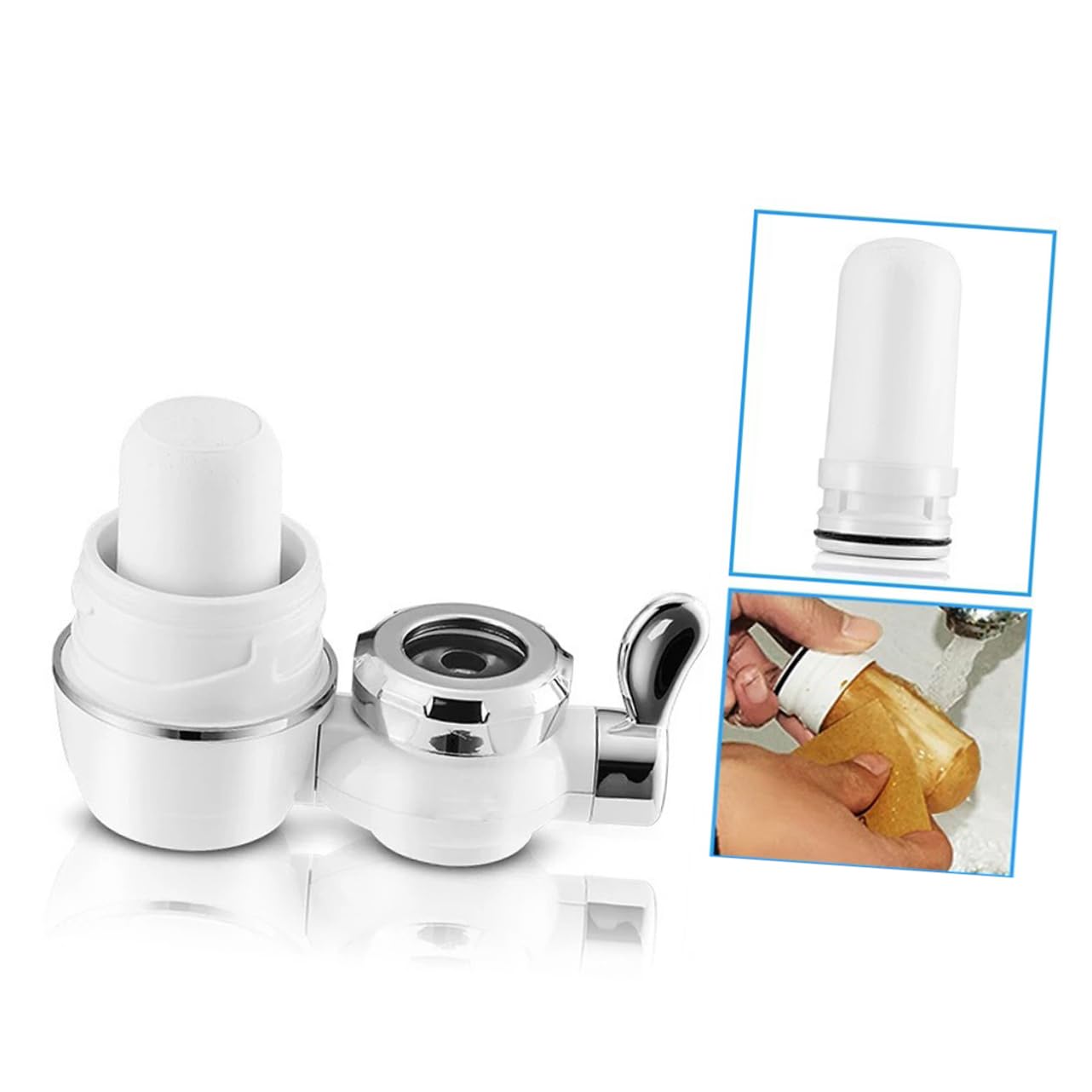 Purificatore per Rubinetto Cucina con Filtro Ceramico 2 Pezzi Bianco