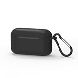 Geekria Silicone Case Cover Compatible with Echo Buds 2 True Wireless Earbuds, Protective Earphones Skin Cover with Keychain Hook, Charging Port Accessible, Front LED Visible (Black)