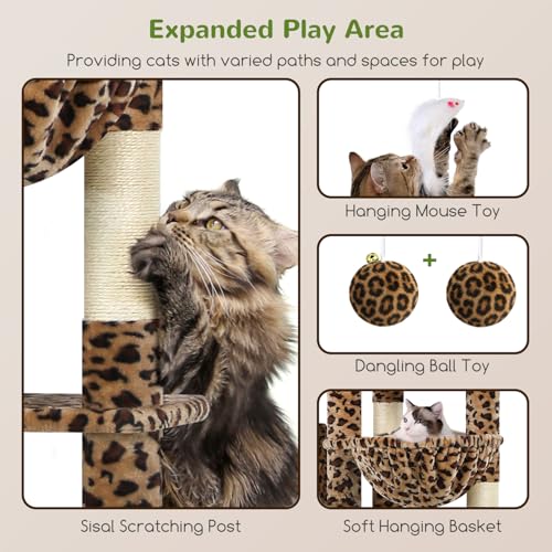 Image of Globlazer Giant Cat Tree for Indoor Large Cats, 83in, F83, Leopard Print