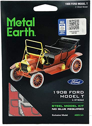 Fascinations Metal Earth 3D Metal Model Kits Ford Set of 2 - Red 1908 Model T and Red 1965 Mustang Coupe