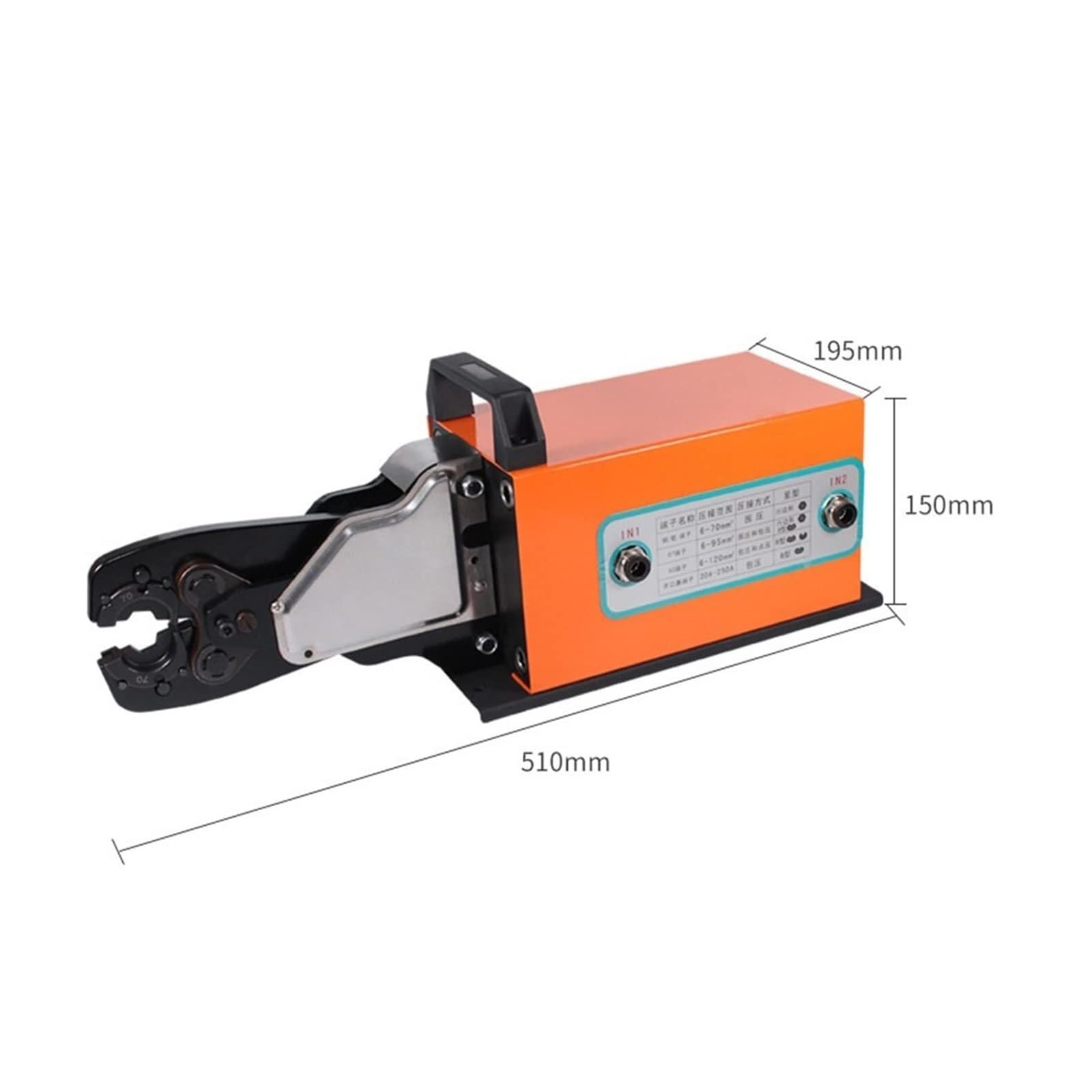 Máquina prensadora neumática, herramientas resistentes 6.0T con válvula de pie y juego de mandíbula para rango de crimpado de 6 a 70 mm² para múltiples aplicaciones