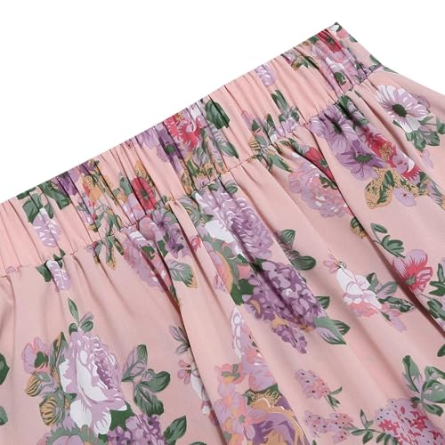 Women's Fashion Floral Print Elegant Midi Skirt, High Waist Tie-Up Bow Ruffle Hem A-Line Skirts Loose Comfy Party Clothes4