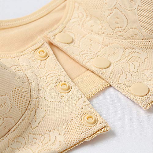 MOONMALLS Everyday Bras - Women Comfortable Cotton Bra Full-Freedom Front Close Bras (40BC, Beige) - Image 4