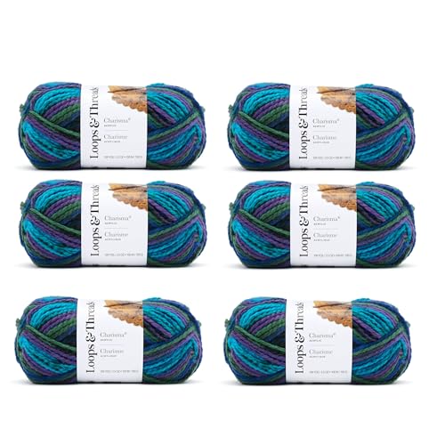 Loops & Threads Charisma Yarn - Multicolor Yarn for Knitting Crochet Weaving Arts & Crafts - Northern Light Bulk 6 Pack