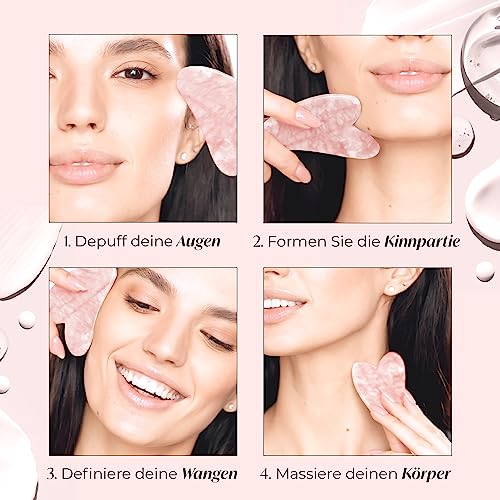 Plantifique Gua Sha Facial de Jade Auténtico - Masajeador Facial para Tonificar y Reafirmar la Piel & Gua Sha de Cuarzo Rosa Auténtico - Masajeador Facial Antiarrugas para Tonificar la Piel - imagen 8