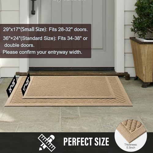 Sturdy Front Door Mat, Absorbent Muddy Dirt Resist Welcome Door Mats Outdoor Indoor, Stain and Fade Resistant, Non-Slip Backing Entry Mat Low Profile