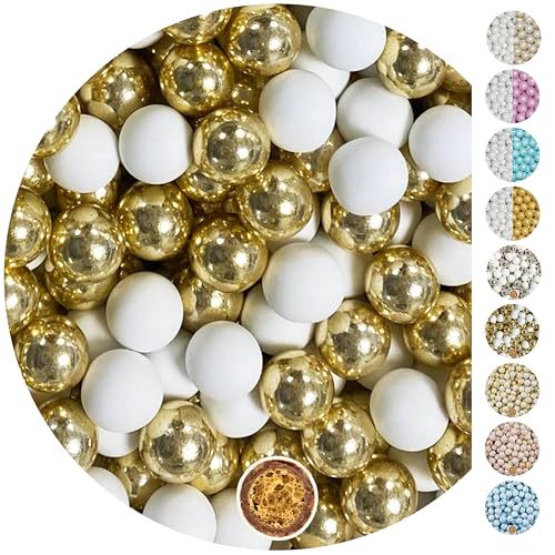 EinsSein 0,7kg Crispy chocolat Dragees mariage Mix grand blanc-or brillant - ca.1,8 cm perles - dragées baptême communion amandes feter et recevoir fêter de...