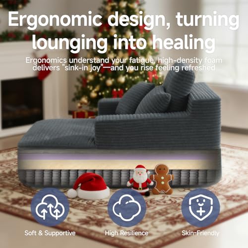 image for Sonovafurn 68'' Chaise Lounge Chair Indoor, Corduroy Upholstered Bonel