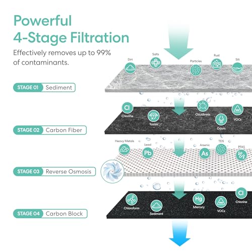 Image of Brio AQUUS TROE800COL Reverse Osmosis Water Filtration System, 4-Stage Tankless RO Water Filter System for Under Sink, 800 GPD, 2:1 Pure to Drain, Reduces TDS, Smart Faucet, USA Support, Black /Silver