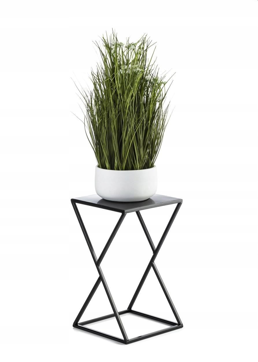 Support de fleurs haut en métal noir 40 cm pour pot de fleurs