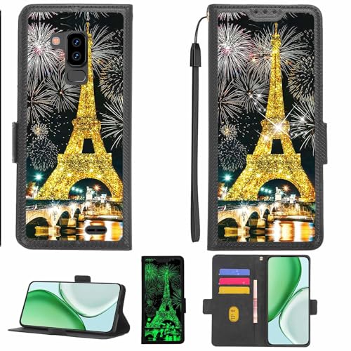 Aroepurt Case Compatible for Aligator S6000 Duo Phone Case Flip Cover [with Tempered Glass Screen Protector][RFID Blocking][Gold Glitter+Luminous] LPT-TT