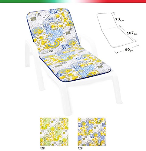 EMMEVI Universal Soft Lemon Folding Sun Lounger Cushion for Swimming Pool Sea Garden Fabric 100% Cotton Made in Italy MOD.LIMA50 green
