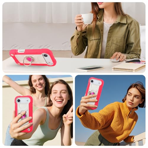 Image of MARKILL Compatible with iPhone with Built-in 360Rotating Ring Stand, Military Grade Drop Protection Full Body Rugged Heavy Duty Case Durable Cover (Hot Pink, iPhone Air)