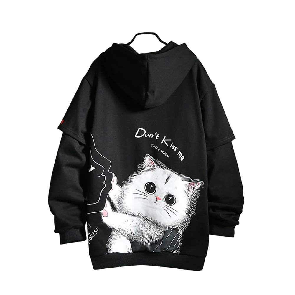 Bluza z kapturem, dla miłośników kota, unisex, z kaszmirem, ochrona przed zimnem, dla chłopców i dziewczynek, pogrubiona bluza na jesień i zimę, bardzo duża, długie rękawy, modna, spersonalizowana, ciepła kurtka męska, M-5XL