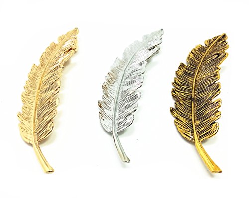 QTMY Pack of 3 Metal Alloy Feather Leaves Hairpin Hair Clips Hair Accessories