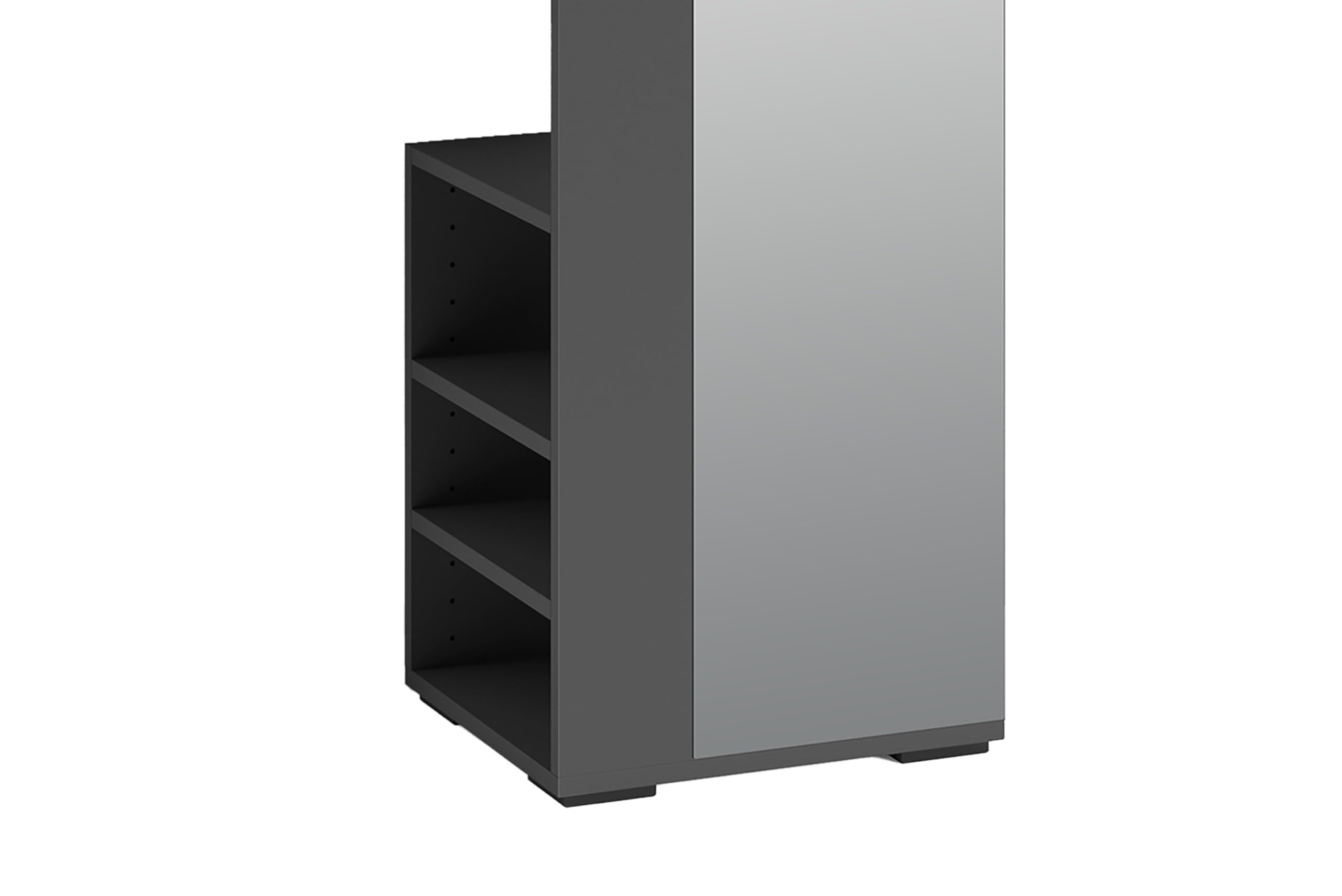 byLIVING Flurgarderobe Ben, Anthrazit, Spiegel | Kleiderstange, Ablage, Spiegelschrank für den Flur, B 40, H 184, T 35 cm