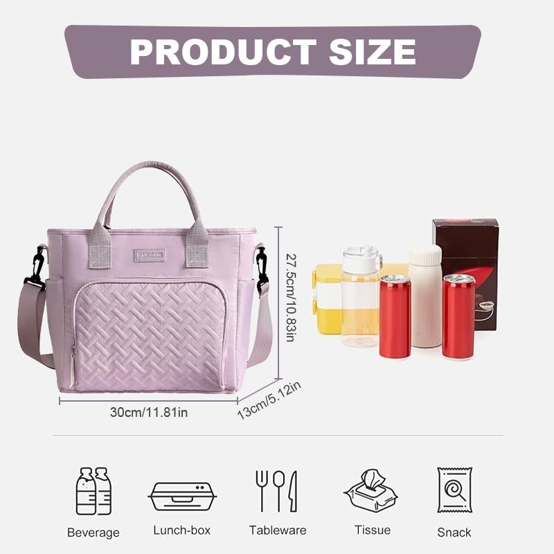 Image of Lunch Bag for Kids, Lunch Bag for Office Men, Women and Kids, Canvas Tiffin Bags for School, Picnic, Work, Carry Bag for Lunch Box and Water Bottle (Pink Sling)