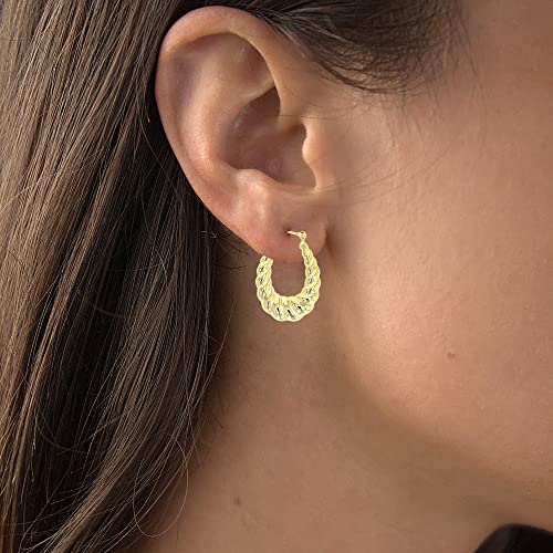 14K Yellow Gold High Polished Shrimp Twisted Hoop Earrings with Hinged Clasp | Various Sizes | Earrings For Sensitive Ears | Solid Gold Earrings For Women2