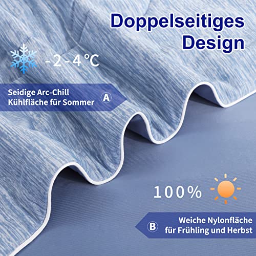 MH MYLUNE HOME Kühldecke Leichte Sommerdecke, Arc-Chill Q-Max0.458, 2in1 Kühlende Bettdecke 150x200, Sommerbettdecke Kuscheldecke Wohndecke Reisedecke Cooling Blanket (blau, 150 x 200 cm)
