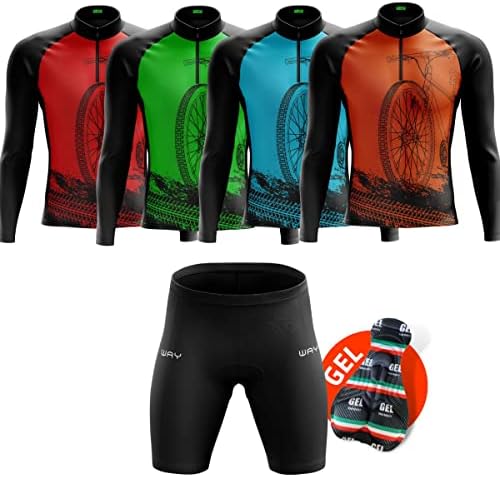 Conjunto de Ciclismo Masculino Camisa Manga Longa e Bermuda de Ge...