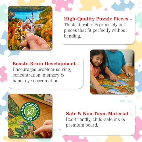 Image of Neuschwanstein Castle(Historical Place) Jigsaw Puzzles for Kids and Childrens - Realistic Illustration Challenging Brain Booster Gifts, Fun and Creative Fun Game - Ages 9+ (500 Pcs)
