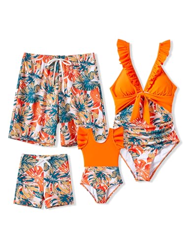PATPAT Family Matching Swimwear Floral Print Sleeveless Ruffled
