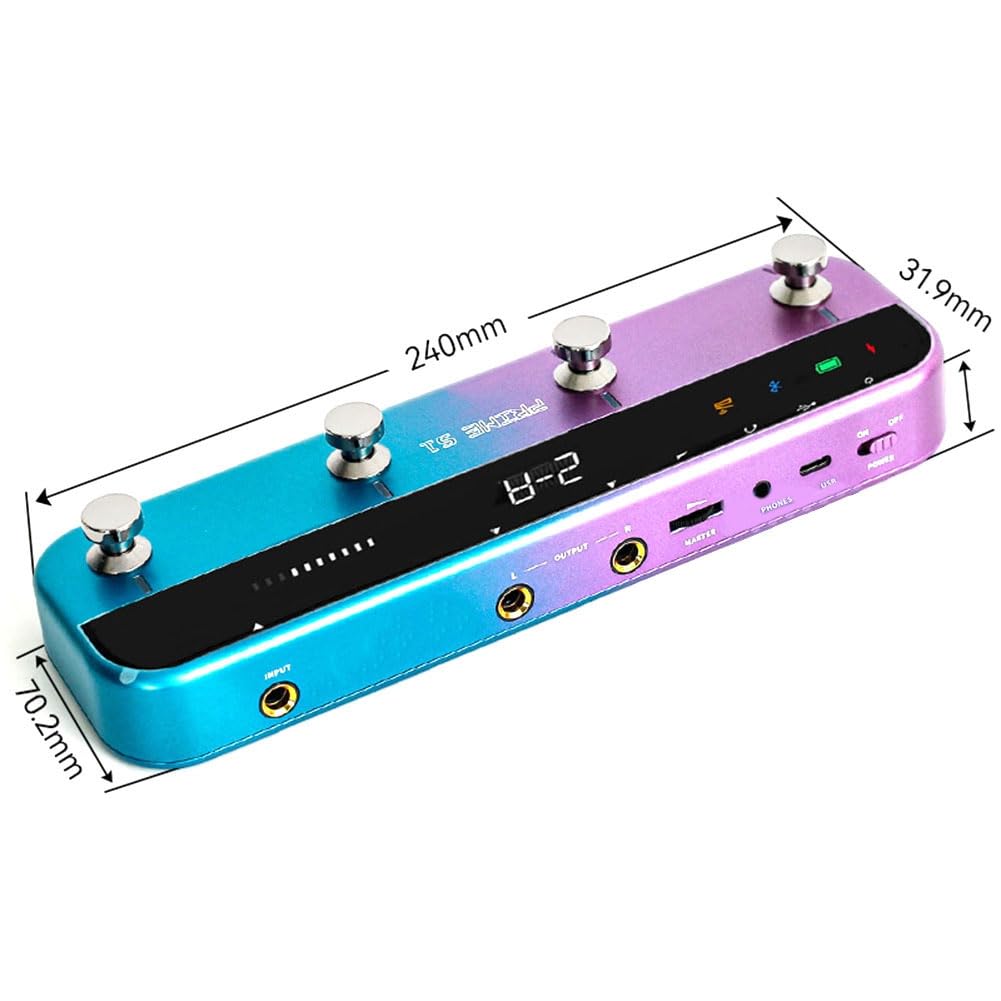Pedale per Chitarra per Effettori PRIMES1 M1 con 149 Effetti Chitarra, Accordatore di Batteria Integrato con Supporto Bluetooth.