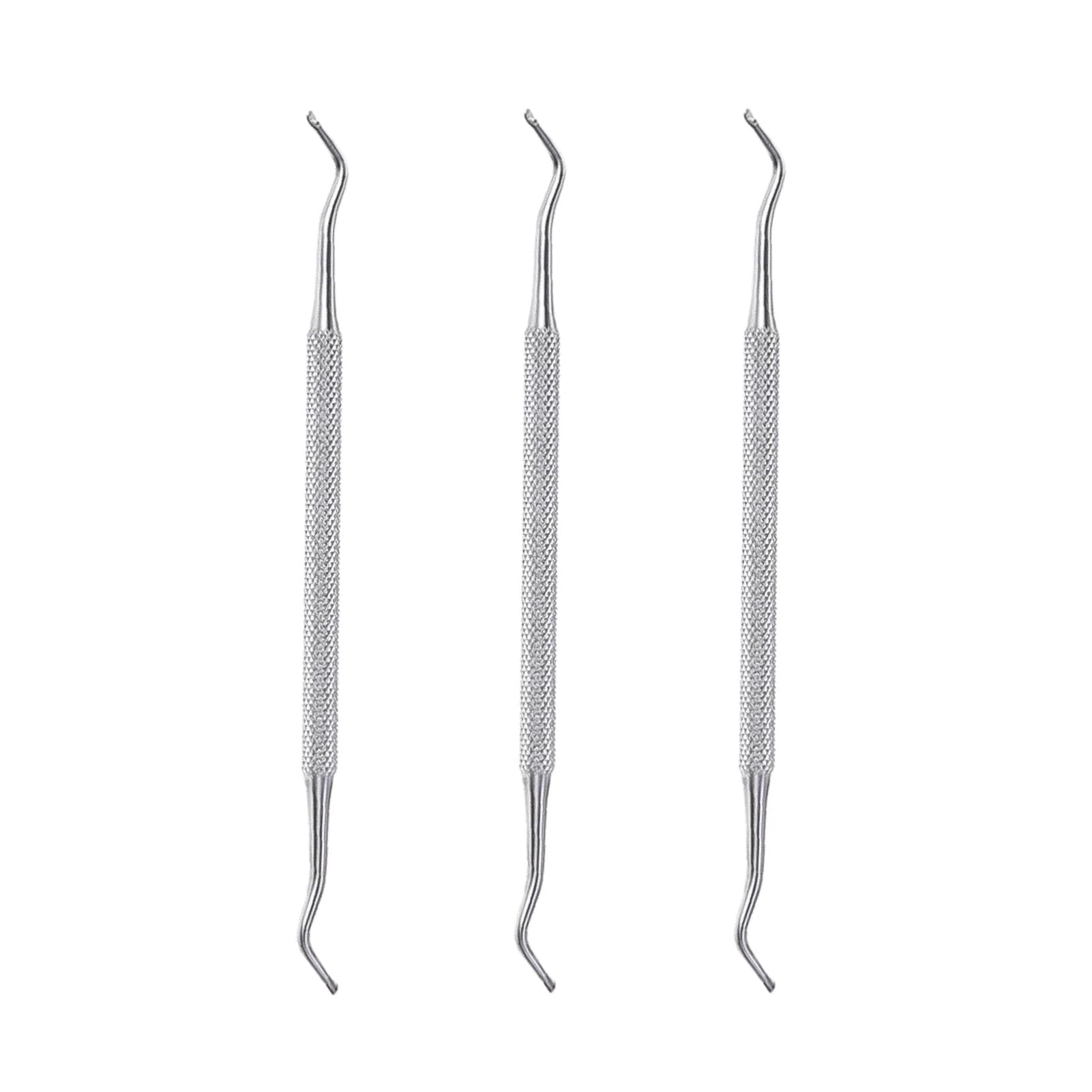 3 Piezas Gancho Excavador para Pies, Elevador de Uñas Encarnadas de Acero Inoxidable, Elevador de Bordes de Uña con Punta Recta y Curva, Herramienta de Pedicura para Limpiar Debajo de la Uña